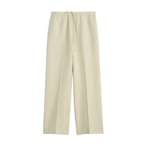 Fluid drawstring trousers in Talc