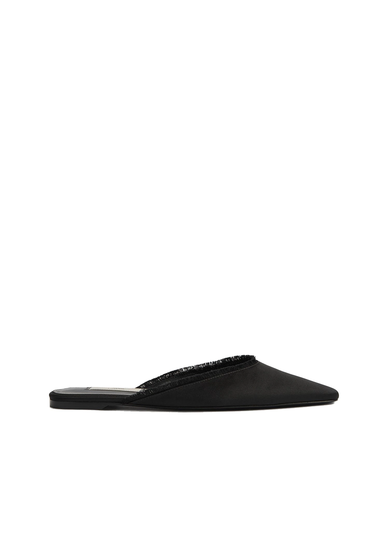 Frayed satin lounge slippers in Black