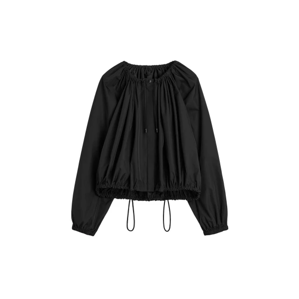 Gathered parachute jacket in Black