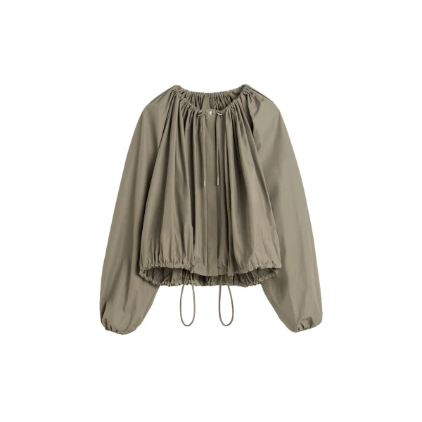 Gathered parachute jacket in Rock