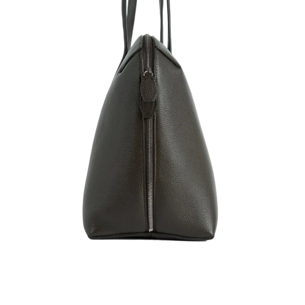 Grained-leather day tote in Dark chocolate - Image 6