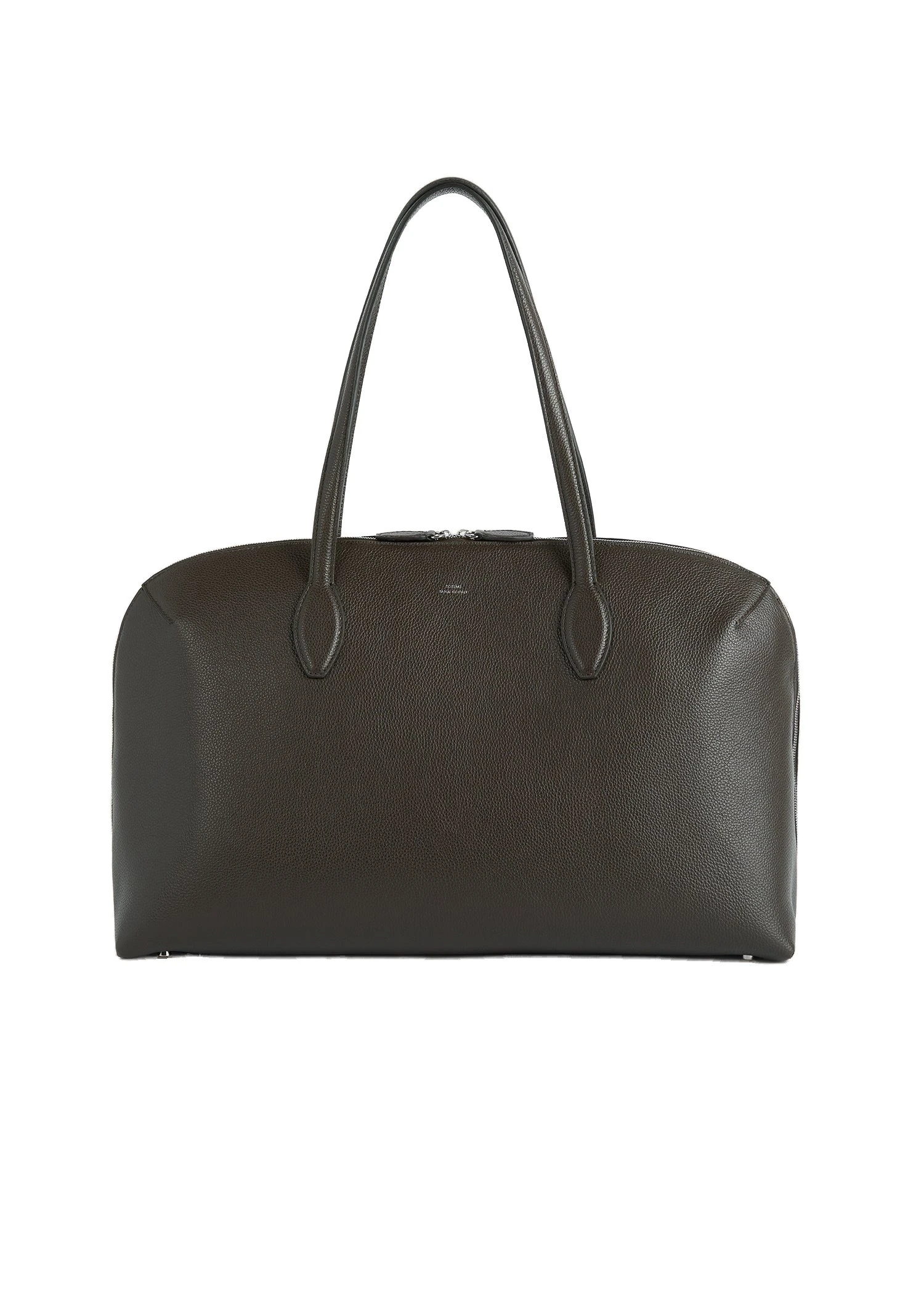 Grained-leather day tote in Dark chocolate