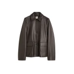 Toteme Grained leather jacket in Dark brown