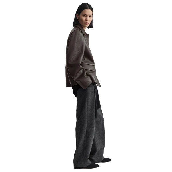 Toteme Grained leather jacket in Dark brown, view 3
