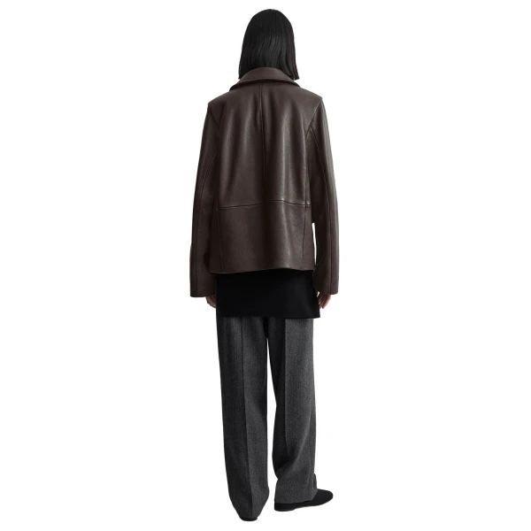 Toteme Grained leather jacket in Dark brown, view 4