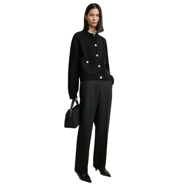 Toteme Hammered button cotton cardigan in Black, view 2