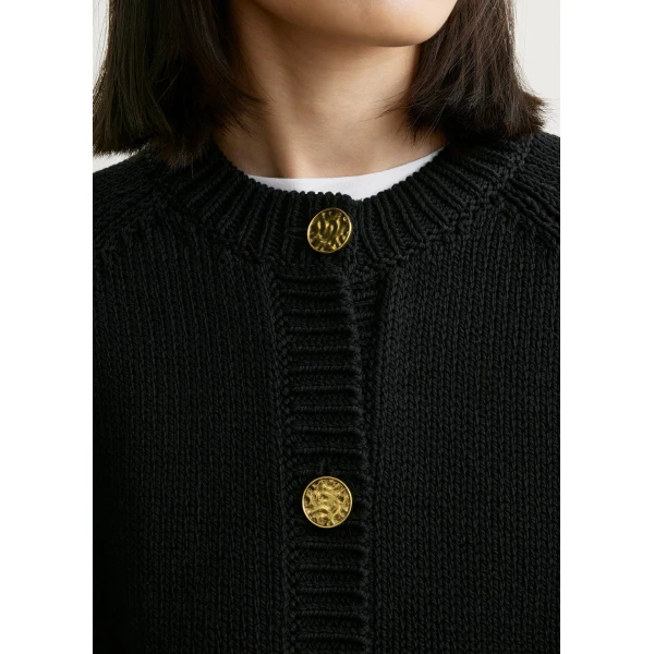 Toteme Hammered button cotton cardigan in Black, view 5