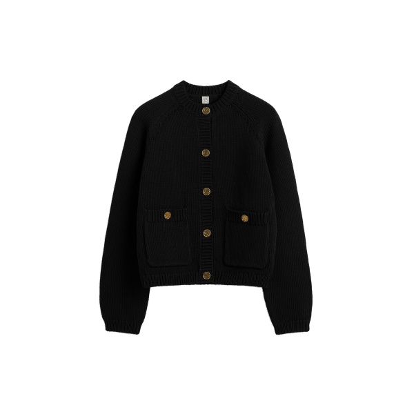 Toteme Hammered button cotton cardigan in Black
