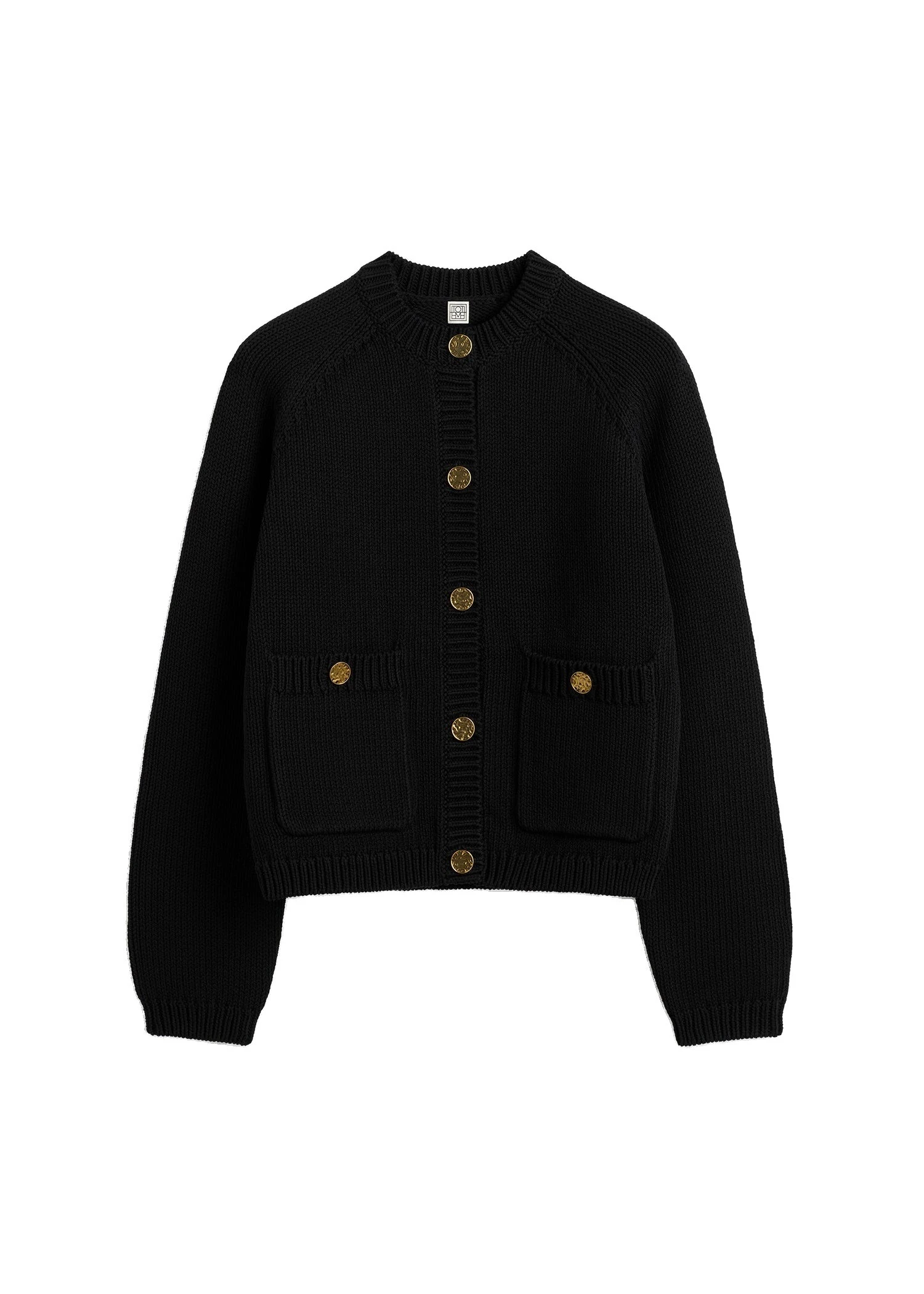 Toteme-Hammered-button-cotton-cardigan-in-Black-white Toteme Hammered button cotton cardigan in Black