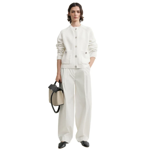 Toteme Hammered button cotton cardigan in White, view 2