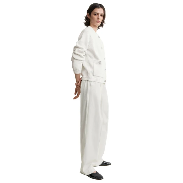 Toteme Hammered button cotton cardigan in White, view 3
