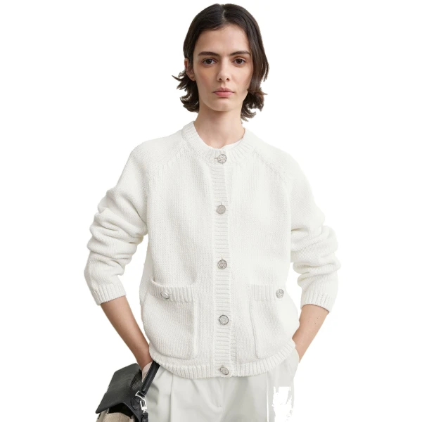 Toteme Hammered button cotton cardigan in White, view 5