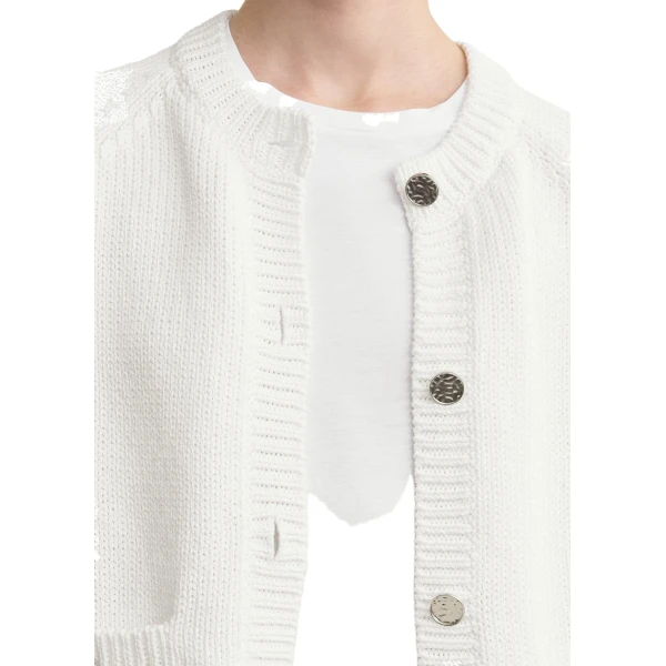 Toteme Hammered button cotton cardigan in White, view 6