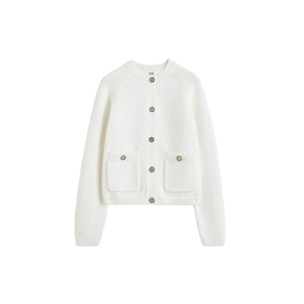 Toteme Hammered button cotton cardigan in White