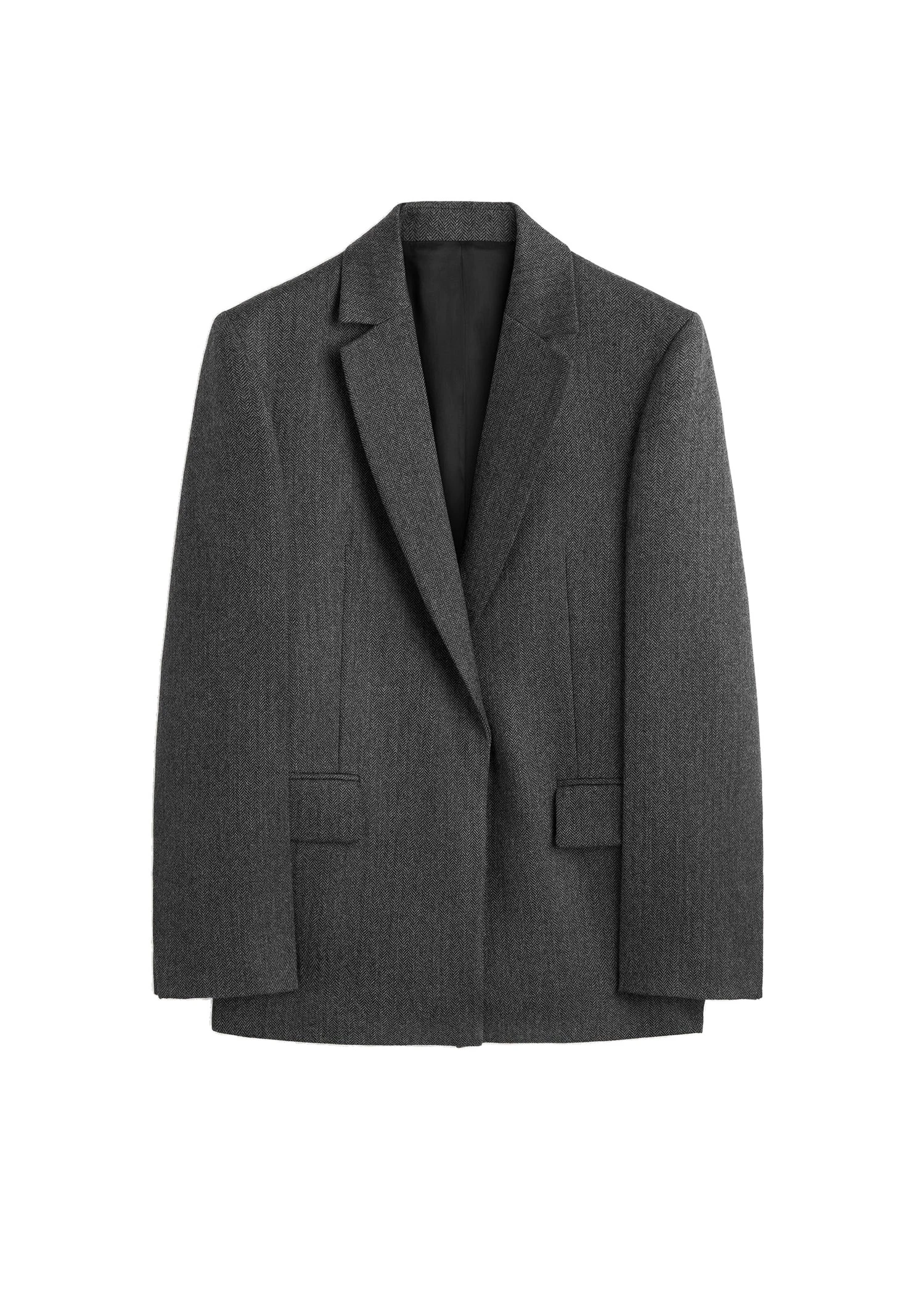 Toteme-Herringbone-blazer-in-Dark-grey-melange-white Toteme Herringbone blazer in Dark grey mélange