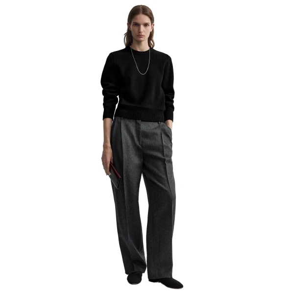 Toteme Herringbone double-pleat trousers in Dark grey mélange, view 2