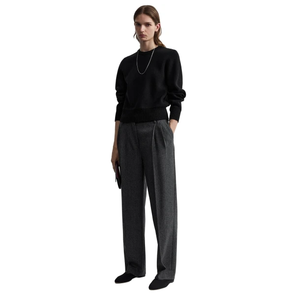Toteme Herringbone double-pleat trousers in Dark grey mélange, view 3