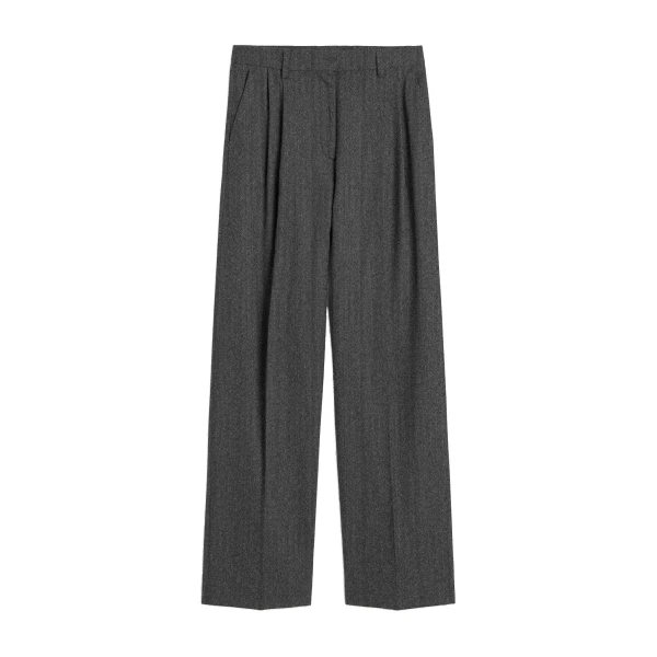 Herringbone double-pleat trousers in Dark grey mélange