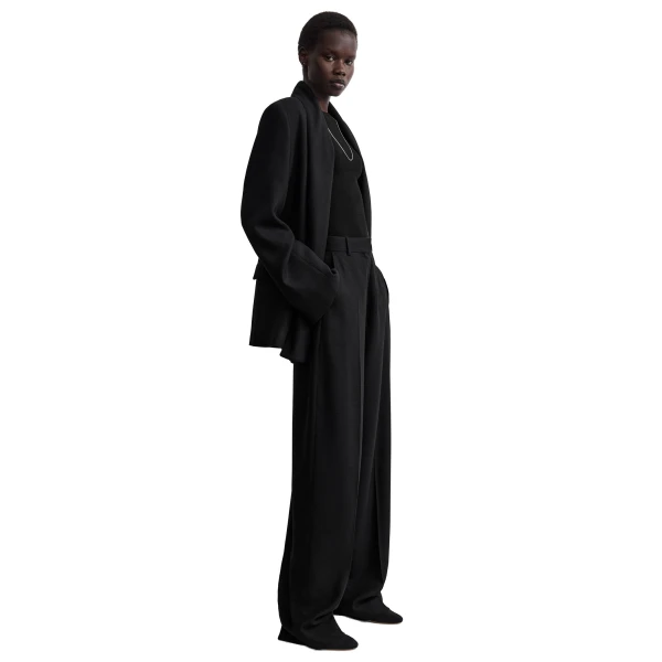 Toteme High-waist flannel trousers in Black, view 3