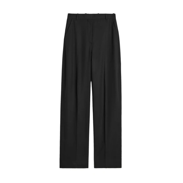 High-waist flannel trousers in Black