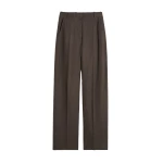 Toteme High-waist flannel trousers in Taupe mélange