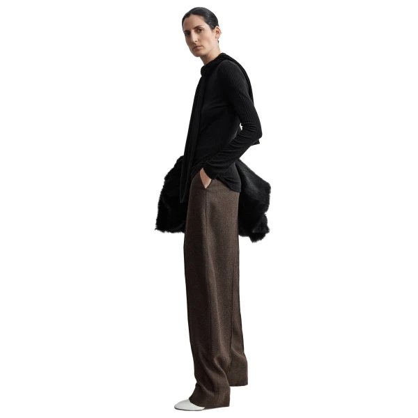 Toteme High-waist flannel trousers in Taupe mélange, view 3