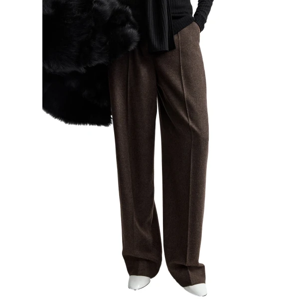 Toteme High-waist flannel trousers in Taupe mélange, view 5