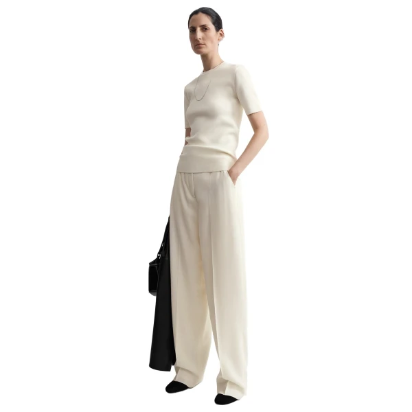 Toteme High-waist fluid trousers in Ecru, view 2