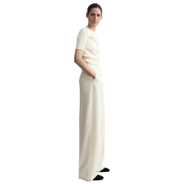 Toteme High-waist fluid trousers in Ecru, view 3