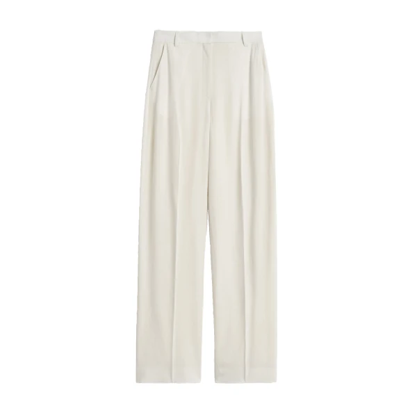 High-waist fluid trousers in Ecru