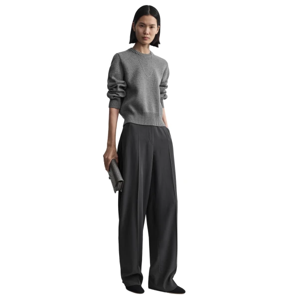 Toteme High-waist fluid trousers in Washed black, view 2