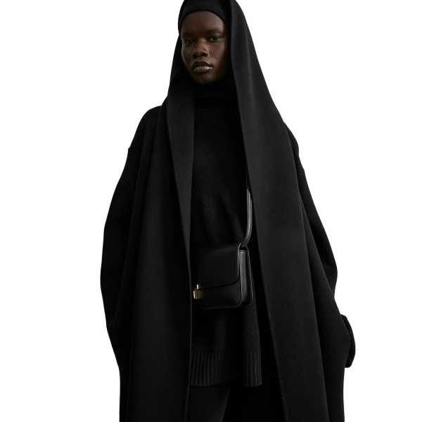 Toteme Hoodie belted coat in Black, view 5