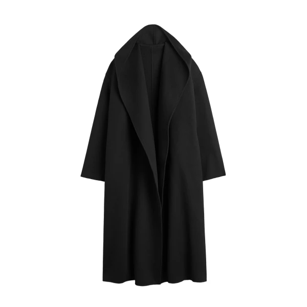 Hoodie belted coat in Black