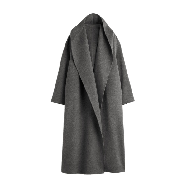 Toteme Hoodie belted coat in Pale grey mélange