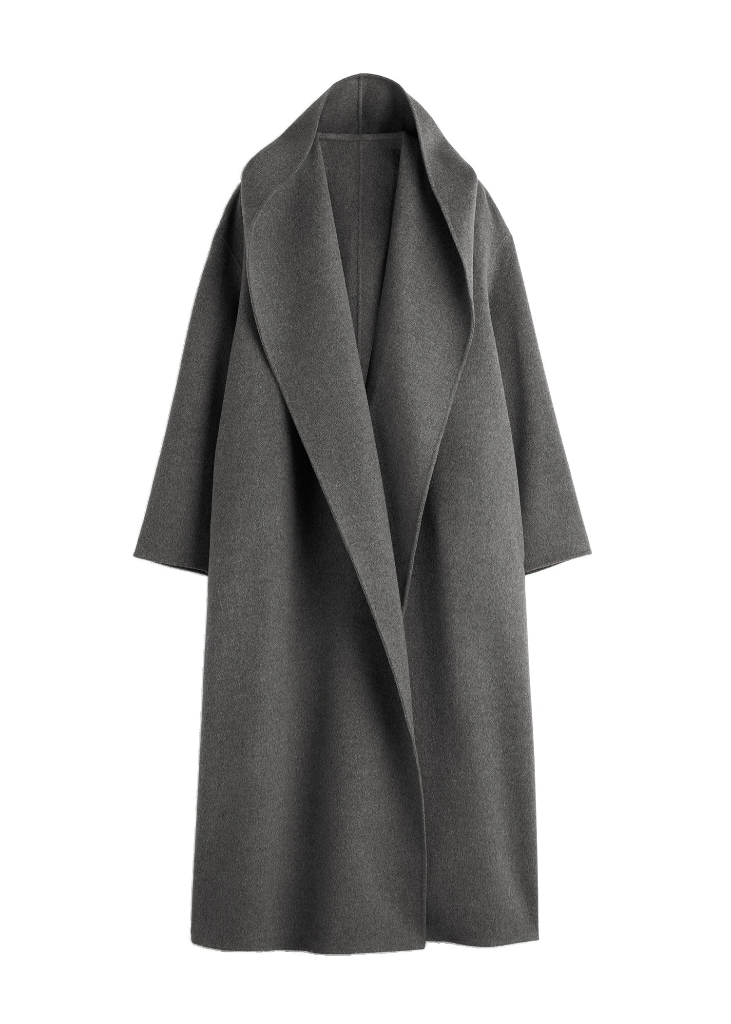 Toteme-Hoodie-belted-coat-in-Pale-grey-melange-white Toteme Hoodie belted coat in Pale grey mélange