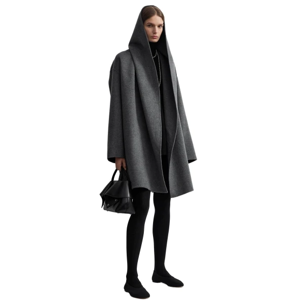 Toteme Hoodie coat in Pale grey mélange, view 2