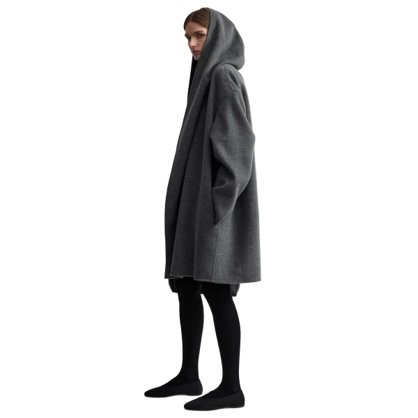 Toteme Hoodie coat in Pale grey mélange, view 3
