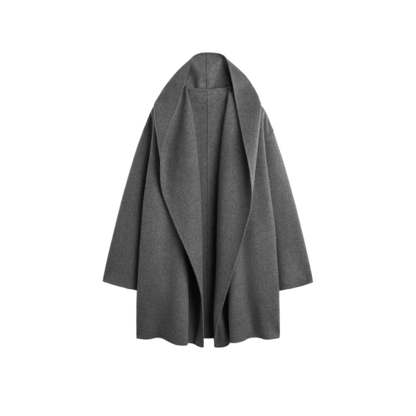Hoodie coat in Pale grey mélange