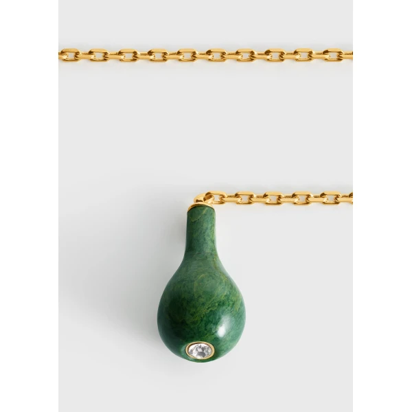 Jade drop necklace in Dark green / Gold - Image 4