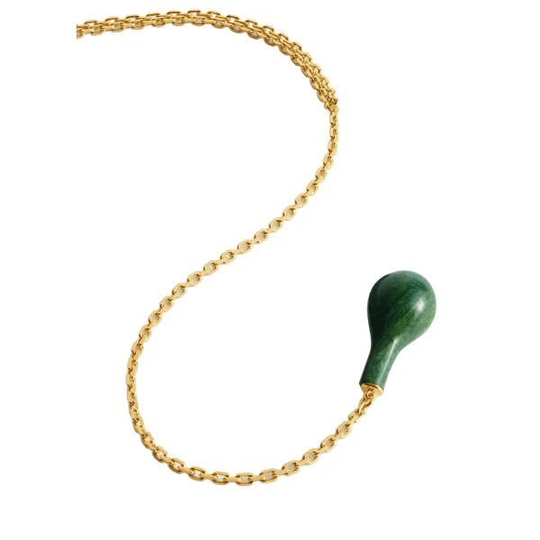 Jade drop necklace in Dark green / Gold - Image 5