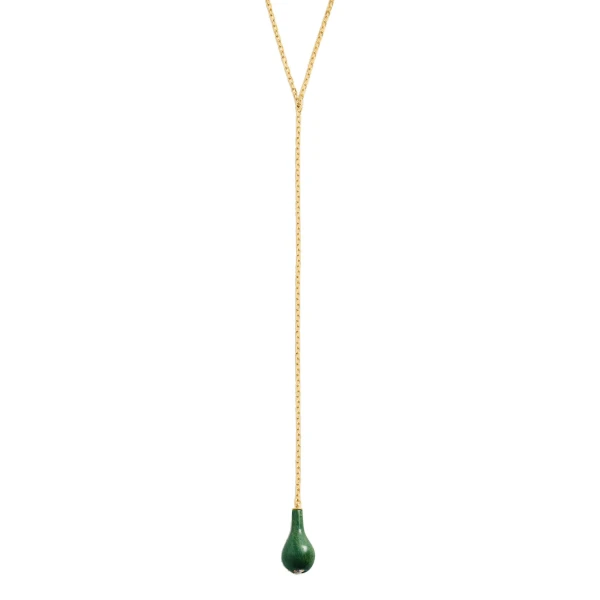 Jade drop necklace in Dark green / Gold - Image 6