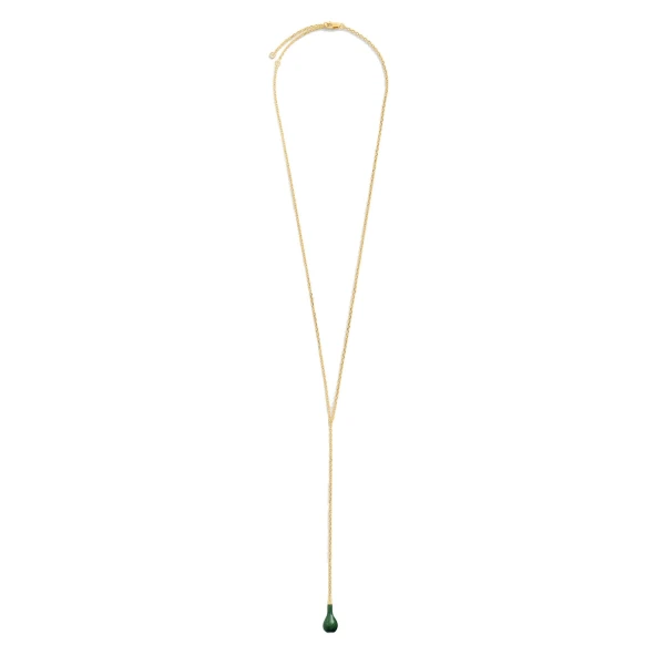 Jade drop necklace in Dark green / Gold