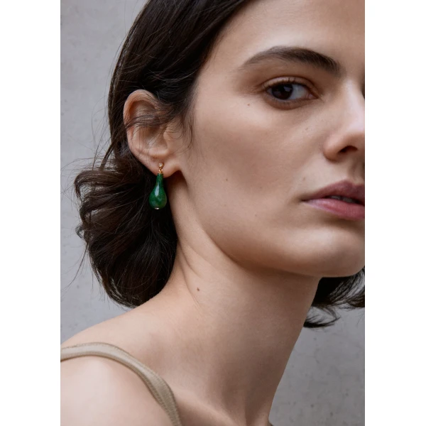 Jade drops in Dark green / Gold - Image 2