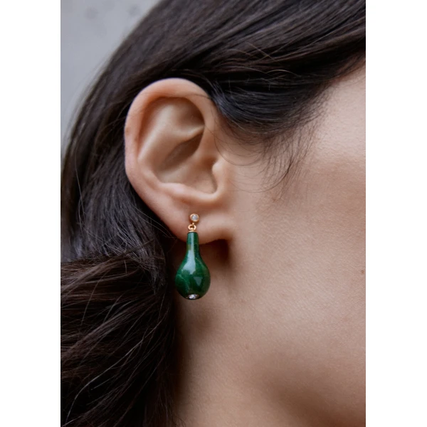 Jade drops in Dark green / Gold - Image 3