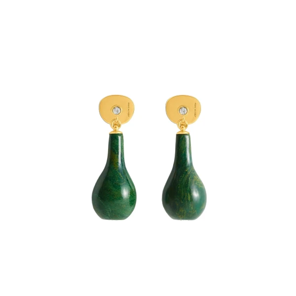 Jade drops in Dark green / Gold