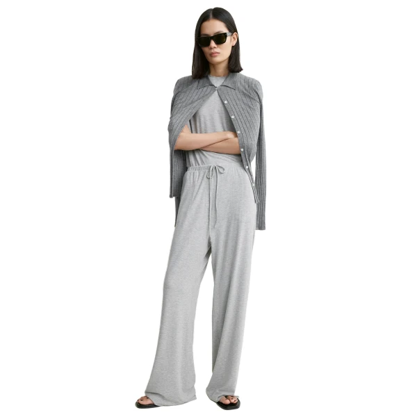 Toteme Jersey drawstring trousers in Pale grey mélange, view 2