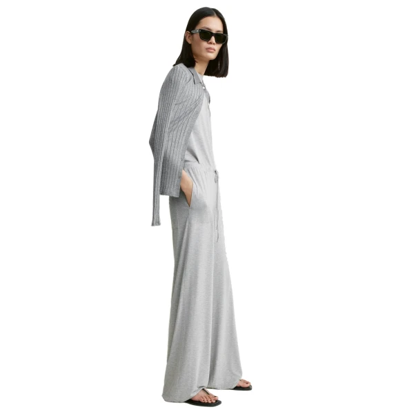 Toteme Jersey drawstring trousers in Pale grey mélange, view 3