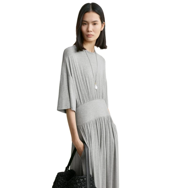 Toteme Jersey tee dress in Pale grey mélange, view 5