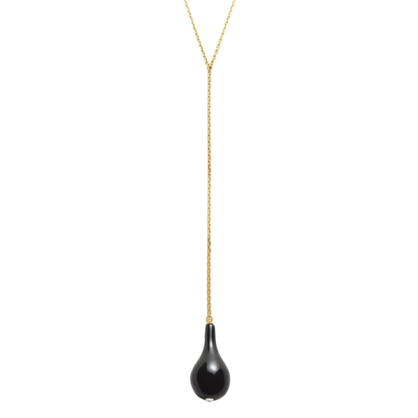 Large onyx drop necklace in Black / Gold - Image 3