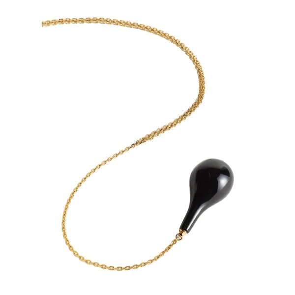 Large onyx drop necklace in Black / Gold - Image 4
